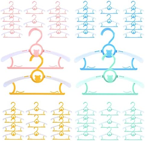 40 Pack Baby Hangers for Closet Plastic Kids Hangers Clothes Space Saving Hangers Non Slip Extendable Baby Hangers for Nursery Toddler Heavy Duty Clothing Hangers, Bulk (Pink, Yellow, Green, Blue, 40)