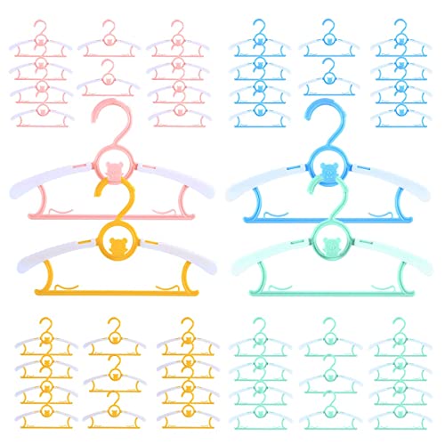 Baby Hangers for Nursery Closet 40 Pack Plastic Kids Clothes Hanger Space Saving Non Slip Extendable Toddler 11-14” Adjustable Hangers Heavy Duty Clothing Infant Hanger Bulk, Mixed Color by MJRASG - Used condition - US$16.16