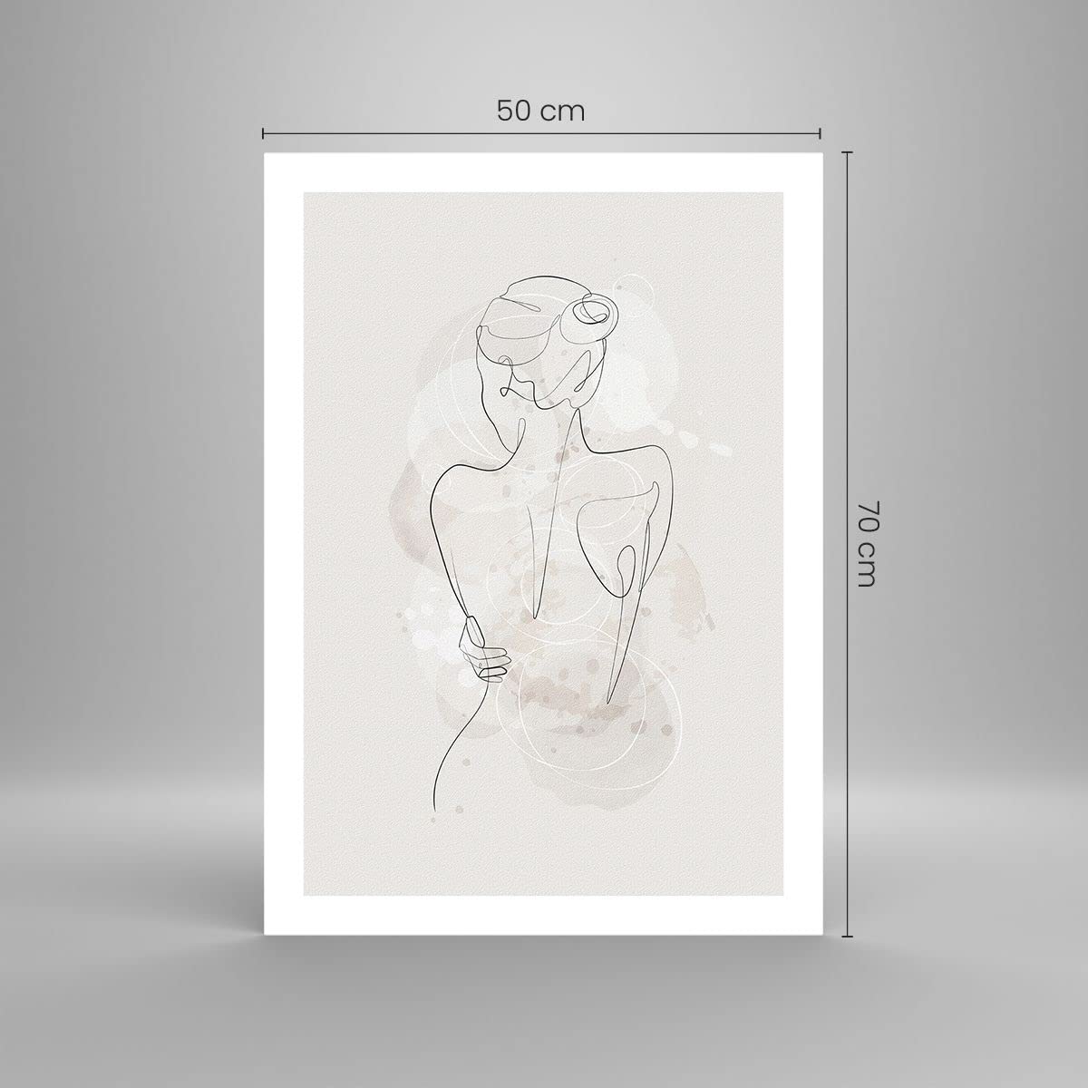 Poster Wandbild Kunstdruck 50x70cm Abstrakt Schwarz-Weiß - 5090 - P2B | Frau Zurück Vertikal mit schwarzem Rahmen Wohnzimmer Schlafzimmer Küche Büro Wanddeko Kunstposter ARTTOR