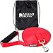 Leashboss Free Range - 30 Foot - 1 Inch Nylon Dog Leash for Large Dogs w/Drawstring Backpack - Heavy Duty Long Training Lead with Padded Handle (30 Ft, 1 Inch Bright Orange)