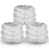 PRODUCTZ Pack of 9 Phone Cord Spiral Coil Hair Ties For Thick Hair, Elastic Ponytail Holders, No Cre