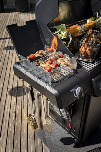 RÖSLE ALLFLAME Hero 4 Barbecue a gas, 4 bruciatori (3.5 kW ciascuno), PRIMEZONE, BACKBURNER, superficie di cottura 70 x 45 cm, griglie in ghisa, alluminio fuso, coperchio con inserto in vetro - Immagine 5