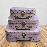 Picture of wald imports - Set of 3 Paperboard Suitcases -Decorative Storage Boxes - Suitcase Set for Decoration, Storage, and More (Pink and Gold)