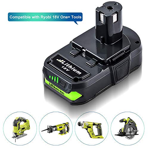 2Pack 3.0Ah P102 Battery Replacement Compatible with Ryobi 18V Lithium P103 P104 P105 P107 P108 P109 P190 P191 P122 for 18V ONE+ Cordless Power Tools
