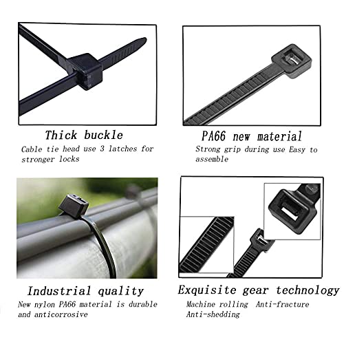 Zip Ties Large Cable Ties Nylon Zip Ties 16 Inch Long Zip Ties100 Per Pack Environmentally Friendly Industrial Quality Uses 3 Latches For Stronger Locks With 60 Pounds Tensile -Black #TOP5
