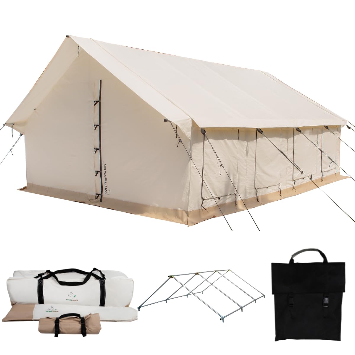 WHITEDUCK Alpha Pro Canvas Wall Tent Waterproof 4 Season Outdoor Camping & Hunting Tent w/Heavy Duty Aluminum Frame, Best for Large Groups, Families &