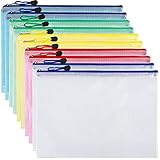 EOOUT 10pcs Zipper File Bags Mesh Zipper Pouch Document Bag Letter Size A4 Size for Office School Home Travel