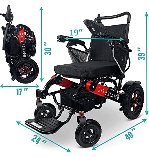 Malisa Electric Wheelchair, Automatic Folding Power Wheelchair For Adults, Foldable Motorized Wheel Chair, Portable Lightweight All Terrain Electric Wheelchairs For Seniors (Black-Red Frame) #TOP5