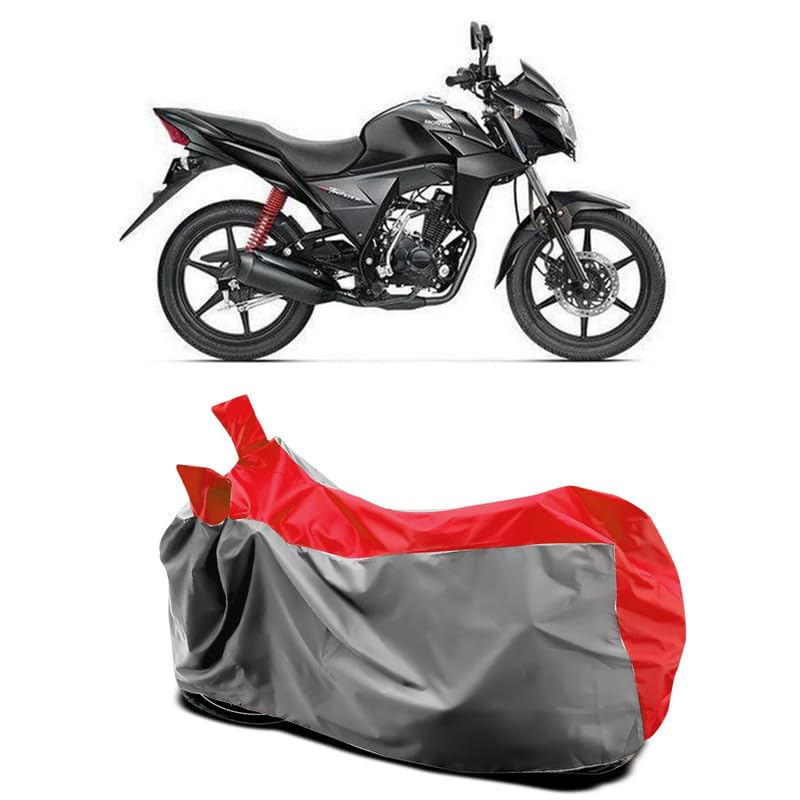 Image of DUFFEL-Two Wheeler Bike Body Cover Compatible for Cb Twister Bs6 Heat Protectio /UV-Rays /Birds Dropping /DustProof /Waterproof All Variants [Gray Red]