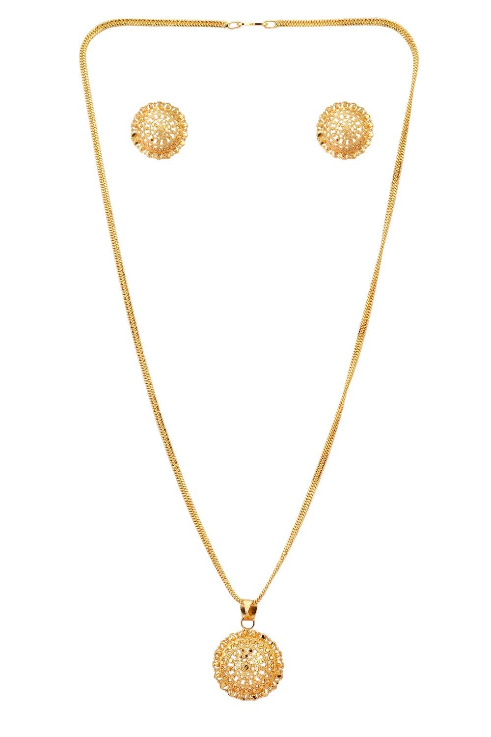 Handicraft Kottage Gold Plated Chain Pendant Set with Two earrings for women, girls and ladies (Style2) (B0D4D8M24Y) Amazon Price History, Amazon Price Tracker
