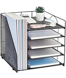 Organizador de Escritorio, Bandeja Organizadora Papel de 5 Niveles, Organizador de Archivos con Clasificador de Archivos...