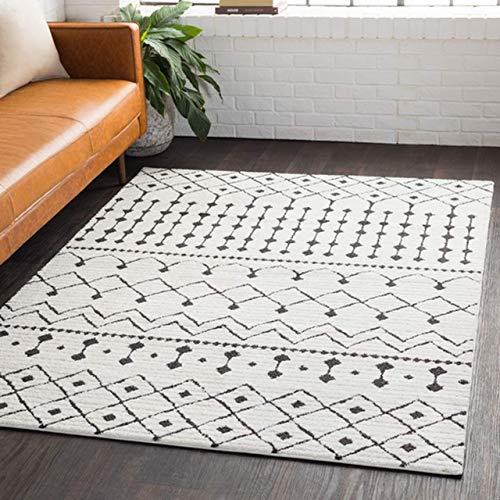 Ringwood 7 10 x 10 3 Moroccan Farmhouse Shag - Black, Charcoal, White Bohemian Area Rug - Rectangle - Polypropylene and Polyester Blend