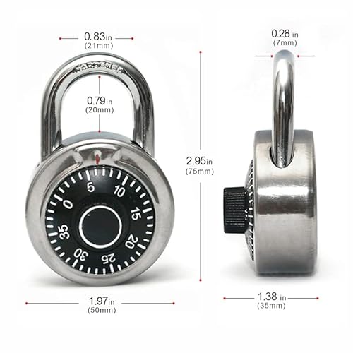 Lanube Lock Standard Dial Combination Lock, 2 In. Wide, With Different Combinations, Black Turnplate, Pack Of 12; Lock For School, Employee, Gym & Sports Locker, Case, Toolbox, Fence And So On #TOP1