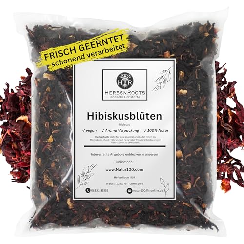 Hibiskusblüten 500g belebend Hibiskusblütentee fruchtig essbar 100% Natur Tee loose getrocknet Erste Wahl intensiver Duft HerbsnRoots
