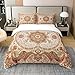 Oriental Floral 100% Cotton Duvet Cover Full Vintage Flower Comforter Cover for Teens Adults, Persian Medallion Bed Sets Retro Aesthetic Bedding Sets, Boho Paisley Quilt Cover Lightweight 3Pcs