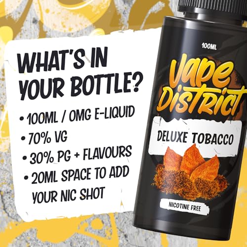 Vape District Vape Liquid 100ml Deluxe Tobacco Vape Juice E Liquid 70/30 Ecig Juice Cigarette Liquid Sub Ohm Juice Flavoured E Juice E Cigarette E-Liquid Nicotine Free Vape Short Fill - Image 3