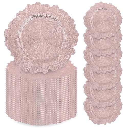 24 Pcs Rose Gold Charger Plates Bulk, 13 24 Pcs Rose Gold Charger Plates Bulk, 13