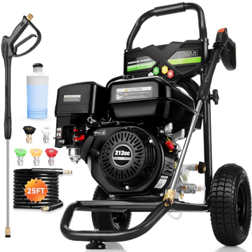 4200PSI Gas Pressure Washer 4.0GPM Gas Power Washer 212CC Gas Powered Washing Machine Commercial High Pressure Washer with 25ft Hose&5 Nozzles for Patio Garden...