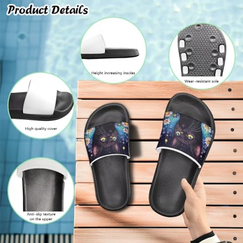 Image of Unisex Slides for Girls Boys Comfortable Slippers Slides Non-slip Shower Shoes House Fashion Thick for Indoor & Outdoor Gifts