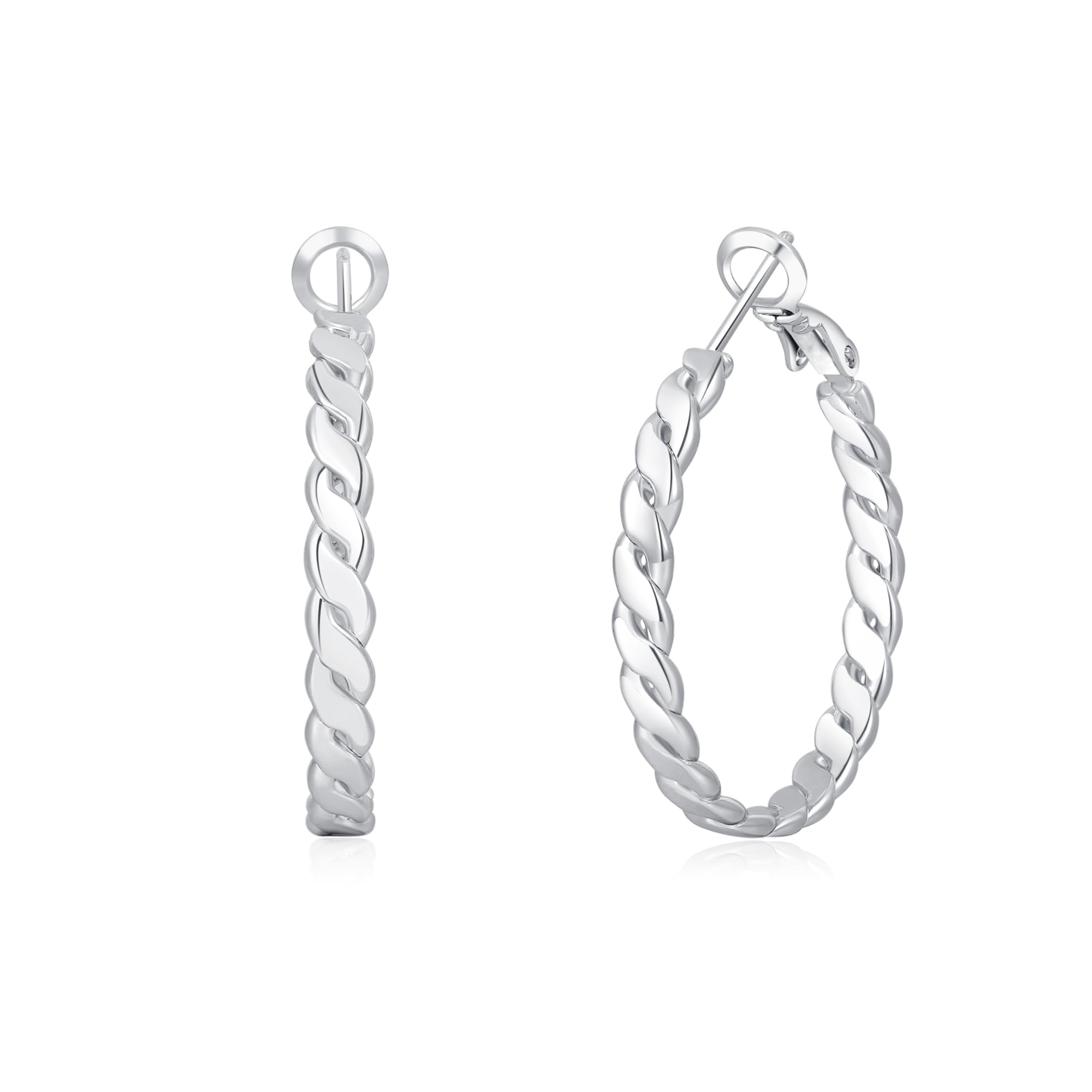 925 Sterling Silber Creolen für Damen, Hohle Twist Ohrringe in Creolen Gold,Leicht & Hypoallergen Earrings
