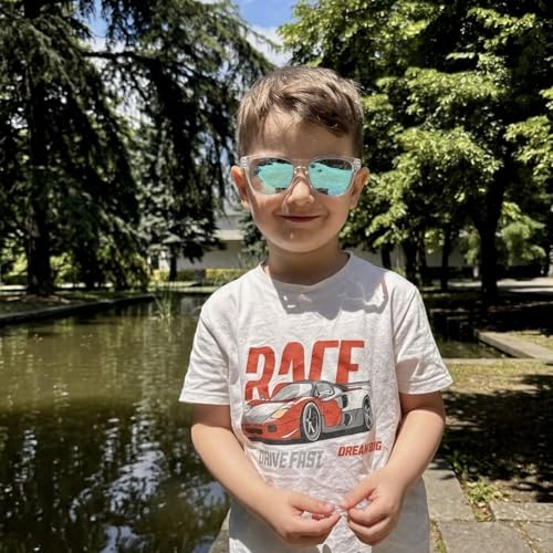 Image of COASION Classic Retro Kids Polarized Sunglasses for Boys & Girls Age 2-9 | UV400 Shatterproof Lightweight Sun Glasses with Brand Logo, Toddler Beach Outdoor Travel Sunnies, Children Summer Must-Haves