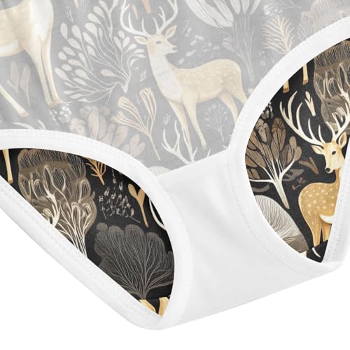Joisal Girls Underwear Toddlers 2t Cotton Panties for Girl Aesthetic Briefs Undies Kids Elegant Deer Antlers Black4