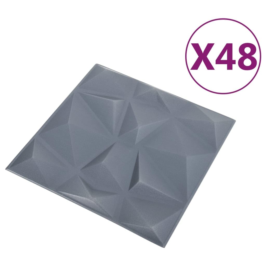 Pannelli da parete 3D per materiali edili, 48 pezzi, 50 x 50 cm, grigio diamante, 12 m²