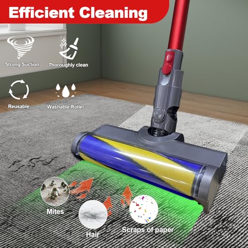 Softwalze Bodendüse Kompatibel mit Dyson V7 V8 V10 V11 V15 Staubsauger, Mikrofaser-Samt-Rollenbürste, Bürste Ersatzteile mit Staubanzeige-Funktion, für Hartböden und Teppich