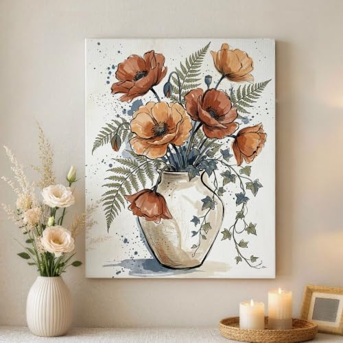 Arte abstracto de pared floral para una decoración estética del hogar