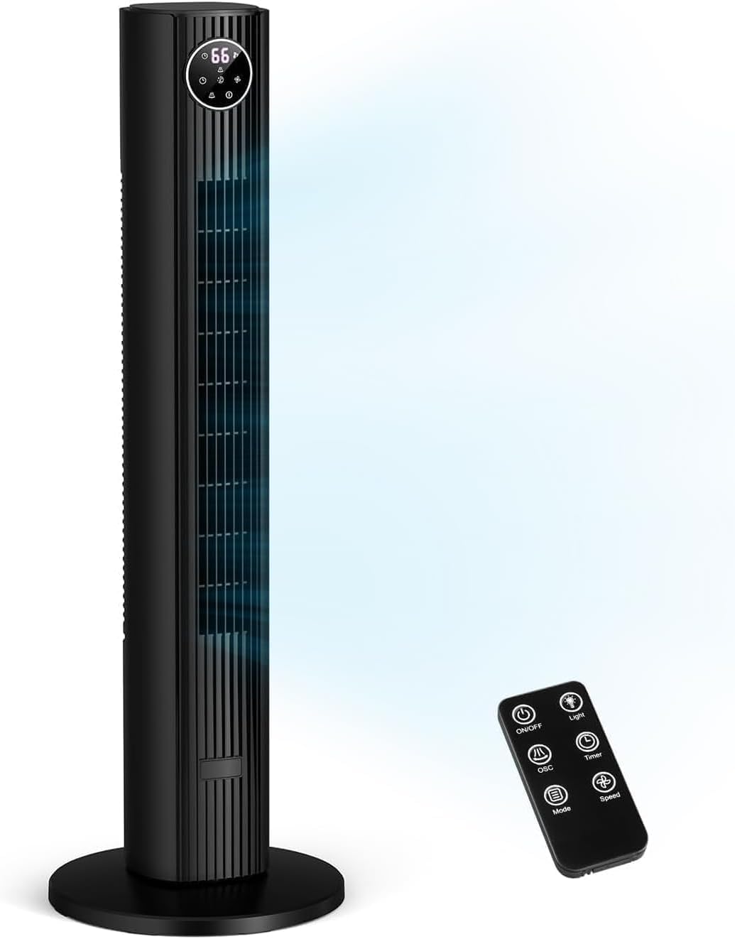 ZAFRO 36" Tower Fan, 90°Oscillating Floor Fan with 4 Modes, 3 Speeds, Remote Control, 12H Timer, Quiet Standing Fan for Bedroom & Living Room, Black