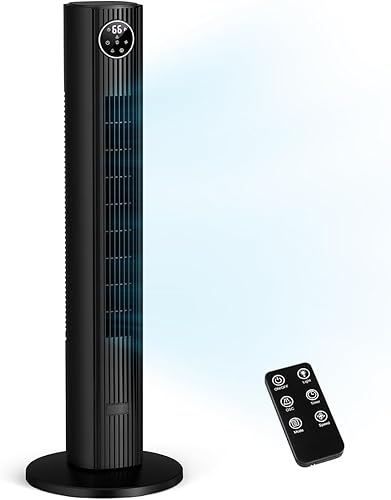 Miniatura 10 de ZAFRO Ventilador de torre para dormitorio, ventiladores de pie de 37 pulgadas con control remoto, ventilador oscilante de 90° con temporizador de 12