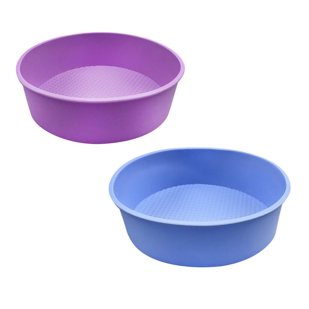 DOITOOL 2 Pack 8 Inch Round Silicone Baking Pans, Non-Stick Cake Pan, Oven Safe Up to 480F, Perfect for Cakes, Cheesecakes, and More
