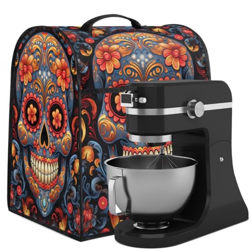 Coffee Maker Cover Flower Sugar Skull Kitchen Appliance Covers Small Appliance Covers Blender Cover Juicer Cover Dust Covers for Kitchen Appliances with Top Handle and Pockets,Washable,C342