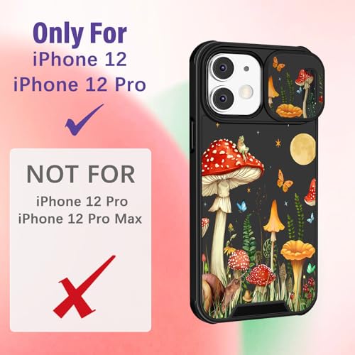 Image of Funermei for iPhone 12 /for iPhone 12 pro Case - Women Girls Cute Phone Cover Girly Pretty Aesthetic Mushroom Plant Unique Design with Camera Cover Funda for Apple for iPhone 12 /for iPhone 12 pro