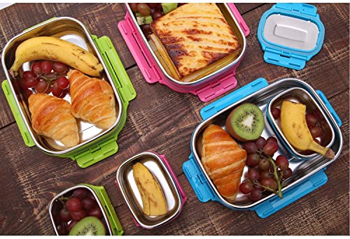 Image of Mumma's LIFE- Stainless Steel Lunch Box with Insulated Lunch Bag, Leak Proof Lunch Box for Office & College (Kiddy Blue, 910ML)