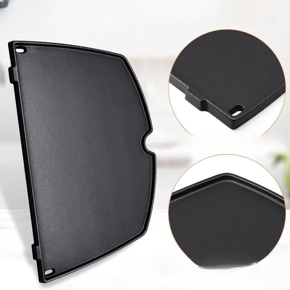 Piastra di cottura in ghisa, per griglie Weber Q100 Q1000 Q1200 Q1400, piastra antiaderente smaltata, con bordi rialzati, ricambio per barbecue, parte 6558, 32,5 x 24 x 3,5 cm