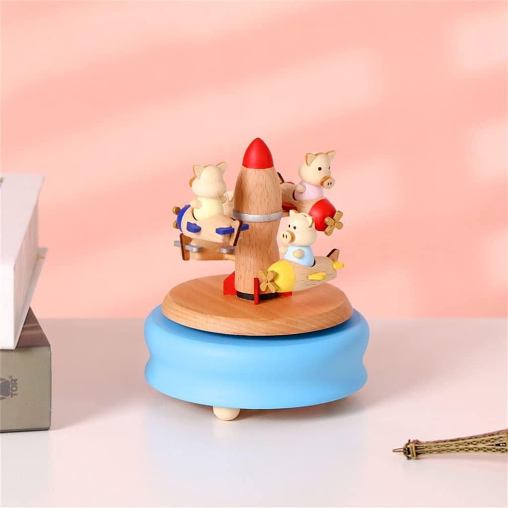 Rotating Music Box Sky City Music Box Woodworking Gifts Home Decoration Accessories image 3