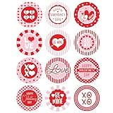 WhatSign 72Pcs Valentine's Day Stickers - Labels Stickers Gift Tags Happy Valentines Heart Stickers for Cards Envelope Seals Boxes Gift Wrap Valentine Party Favors Decoration