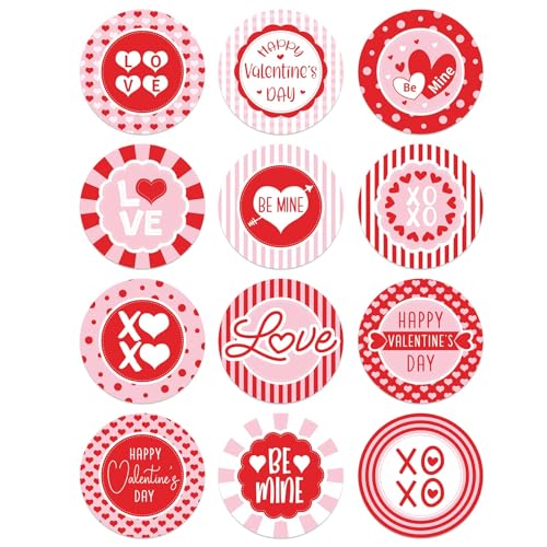 WhatSign 72Pcs Valentine's Day Stickers - Labels Stickers Gift Tags Happy Valentines Heart Stickers for Cards Envelope Seals Boxes Gift Wrap Valentine Party Favors Decoration