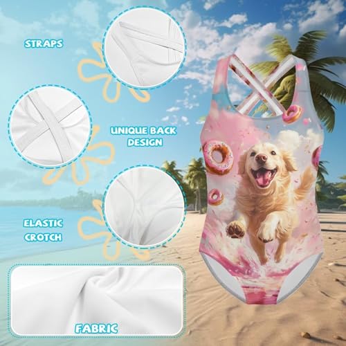 Image of One Piece Swimsuit Girls Cross-Back Bathing Suit 5-14Y Kids Swimwear Cute Swimsuits Sleeveless Bathing Suits