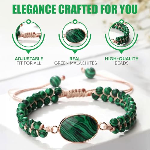 "SS Boutique" Green Malachite Healing Bracelet, Handmade Braided Gemstone Bangle for Meditation, Energy, Spiritual Protection & Mental Balance - 1pc Yoga Bracelet with Premium Gift Box4