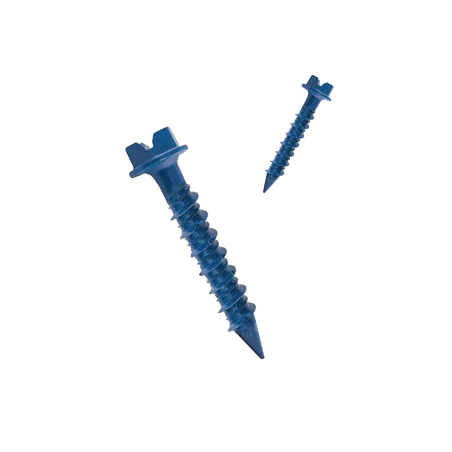 Nuvo Iron 1/4" x 1 1/4",Concrete Hex Head Anchor Slot Screw Blue Ruspert, C/W Drill Bit 100 Pc Box