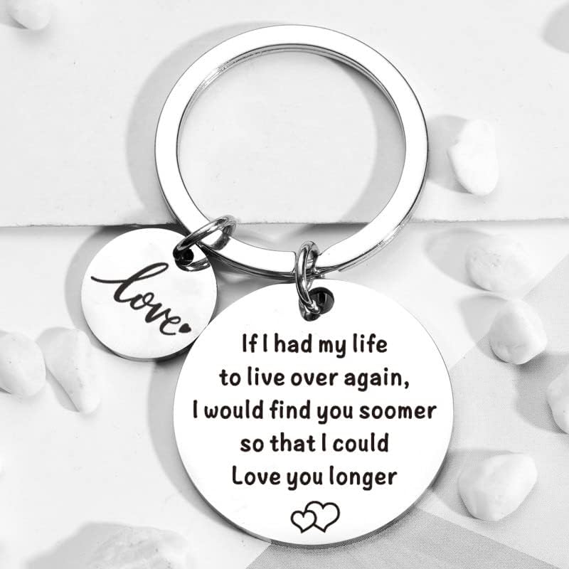 Miniatura 3 de Llavero de regalo de aniversario de Navidad para parejas, con texto en inglés "If I Had My Life to Live Over Again", llavero para novio, esposa,
