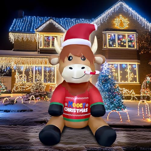 Aufblasbare Hochlandkuh als Weihnachtsdeko – 1,5 m