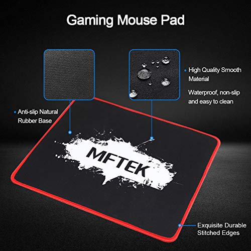 Rainbow Gaming Keyboard and Mouse Combo, MFTEK Wired RGB Backlit Gaming Keyboard and 4 Color Lighted Gaming Mouse Set with Mouse Pad for Computer PC Gamer Laptop Work