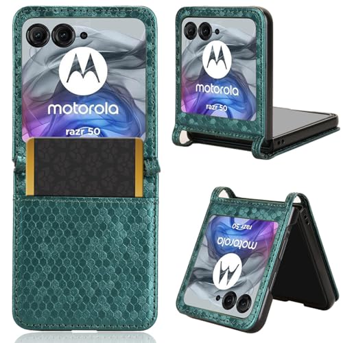 Motorola Razr 50 �p �P�[�X �蒠�^ �g�уJ�o�[ ���U�[ �ϏՌ� �ϖ��C �S�ʕی� �}�O�l�b�g�� �J�[�h���[ �X�^���h�@�\ ���z�^ PU���U�[Motorola Razr 50�p�J�o�[�A�O���[��