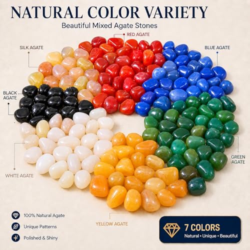 Image of Polished Colorful Agate Crystal Bulk - 0.5 inch Tumbled Stone Chips Rocks, 10 oz Crushed Sea Glass Vase Filler Small Stones for Healing, Reiki, Crafting, Home Decor