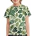 GWDDCMGYH Short Sleeve T-Shirts for Boys Girls Crew Neck Blouse Casual Basic Tops Tropical Leaves Print Sports Active Athletic Shirt Tops Summer All Holidays Shirt