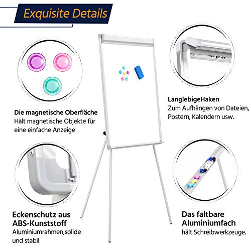Yaheetech 2-in-1 flipchart en whiteboard met driepootstandaard, ezel 60 x 90 cm, magneetbord voor kantoor, thuiskantoor… - Image 5