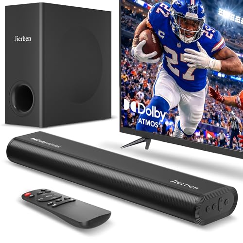 Image of Jierben 2.1 Dolby Atmos Soundbar with Subwoofer for Smart TV, Dolby Atmos Sound Bar for TV, Surround Sound System for TV, 150W TV Speakers for Smart TV, Bluetooth eARC/Opt/AUX